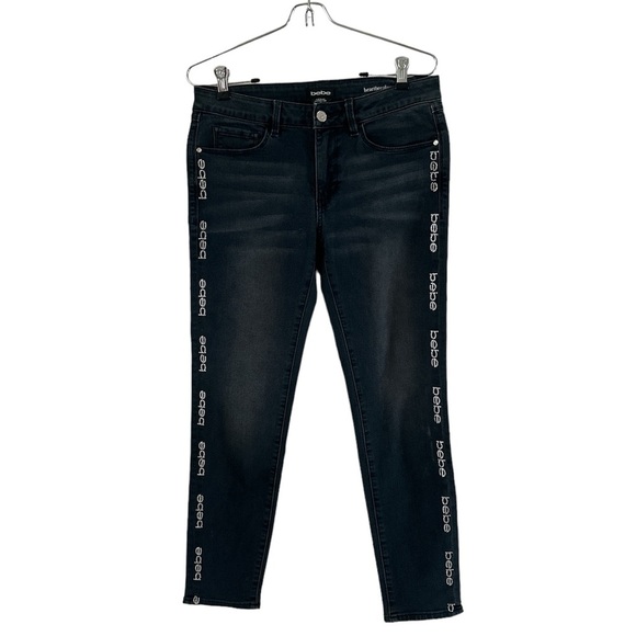 Bebe Heartbreaker Ankle Skinny Embellished Blue Jeans sz 6 - Picture 1 of 11